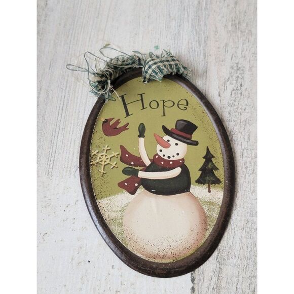 Hope snowman red cardinal bird ornament Xmas decor - Picture 1 of 3